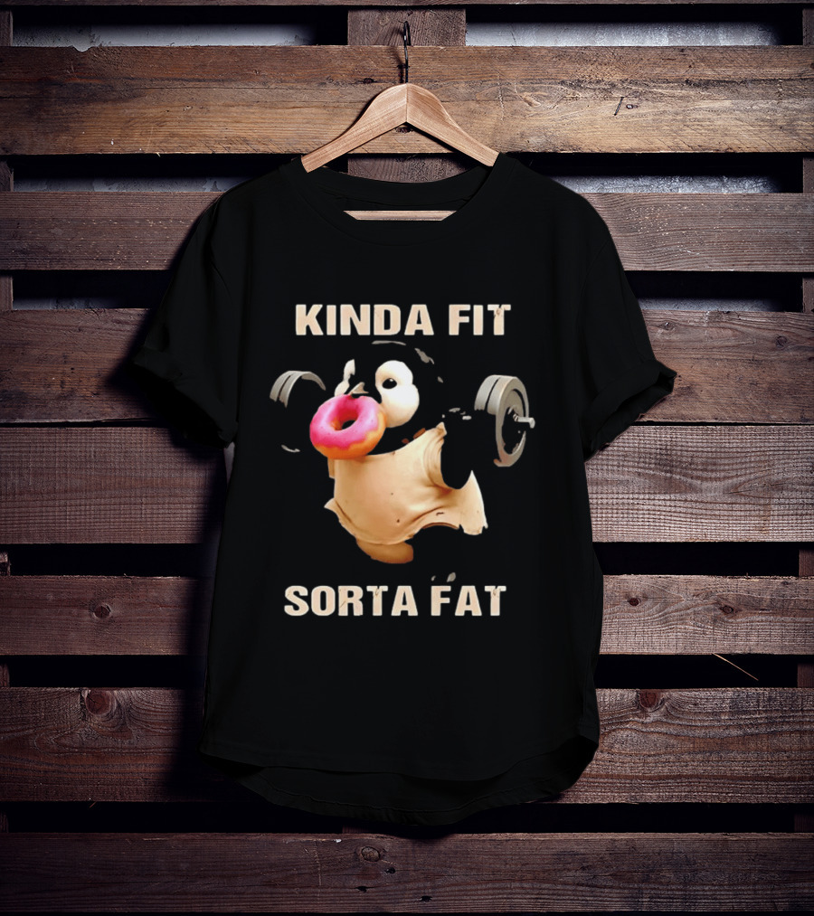 Kinda Fit Sorta Fat Penguin Deadlift Donut Fitness Humor T-Shirt