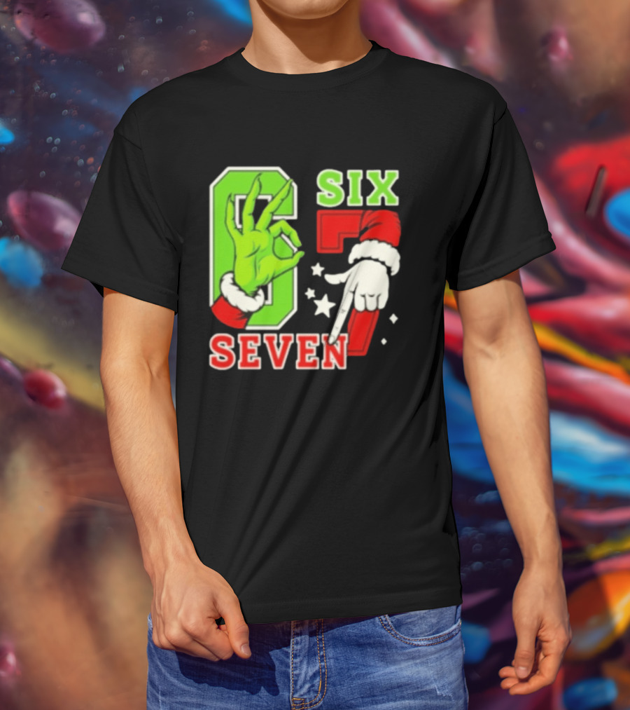 Grinch Santa 67 Six Seven Christmas TikTok Trending T-Shirt