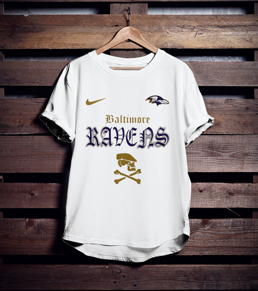 Baltimore Ravens Nike Dropkick Murphys Skull Crossbones Ravens T-Shirt