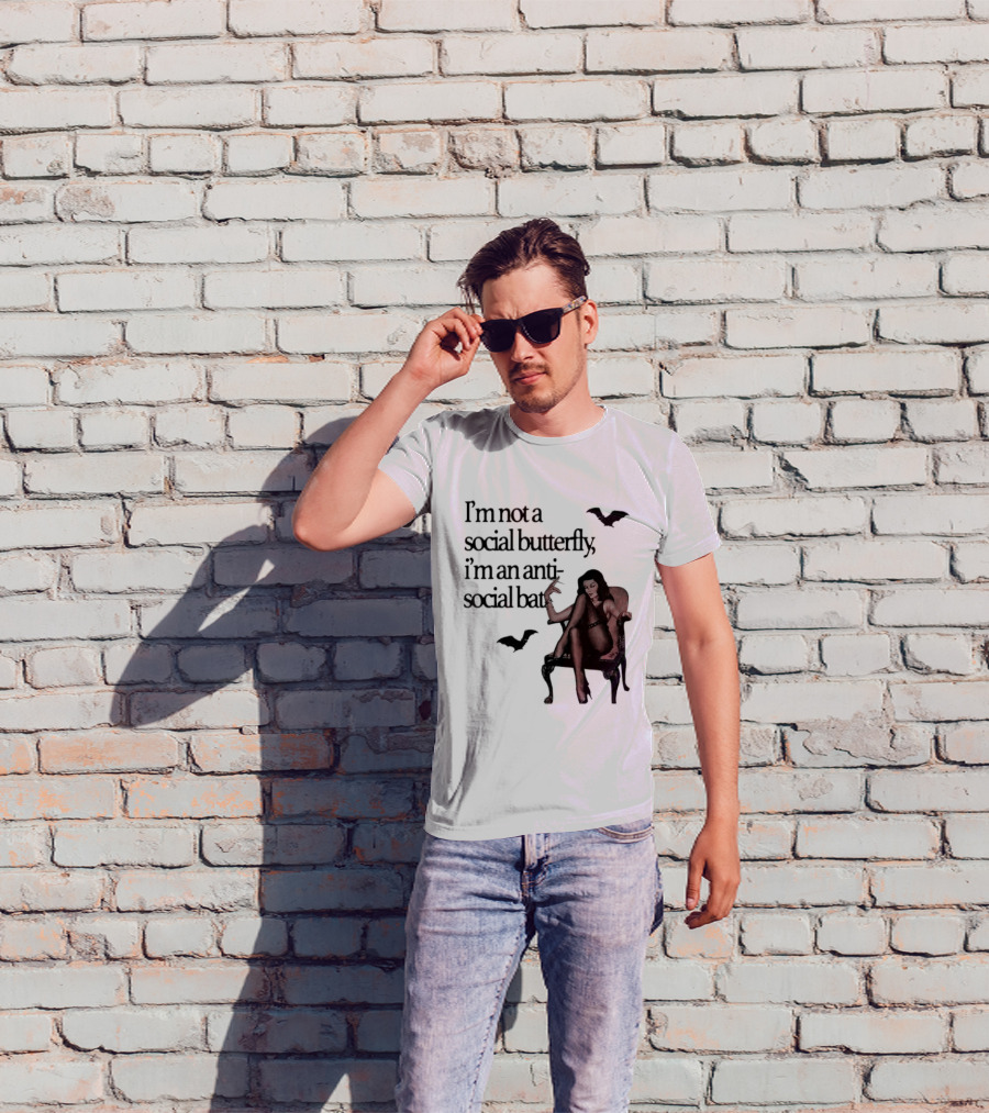 I'm Not A Social Butterfly I'm An Antisocial Bat With Bat And Woman T-Shirt