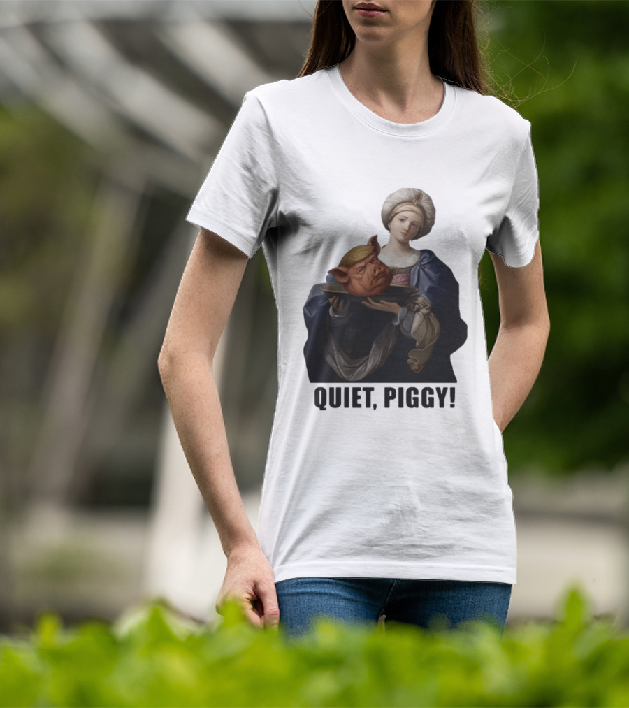 Original Saint Holding Pig Head Quiet Piggy Anti Trump T-Shirt