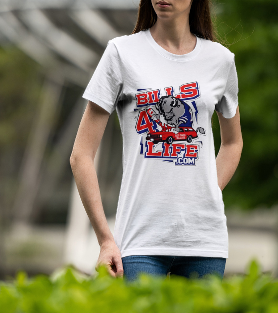 BILLS 4 LIFE COM Buffalo And Jumping Car T-Shirt
