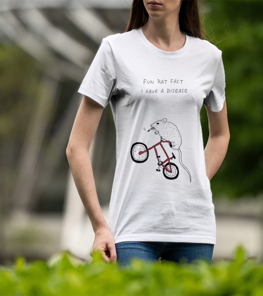 Fun Rat Fact I Have A Disease Rat On Bicycle T-Shirt