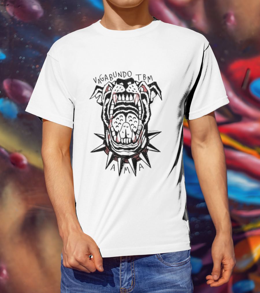 Vagabundo TBM AMA Fierce Canine Skull Spiked Collar T-Shirt
