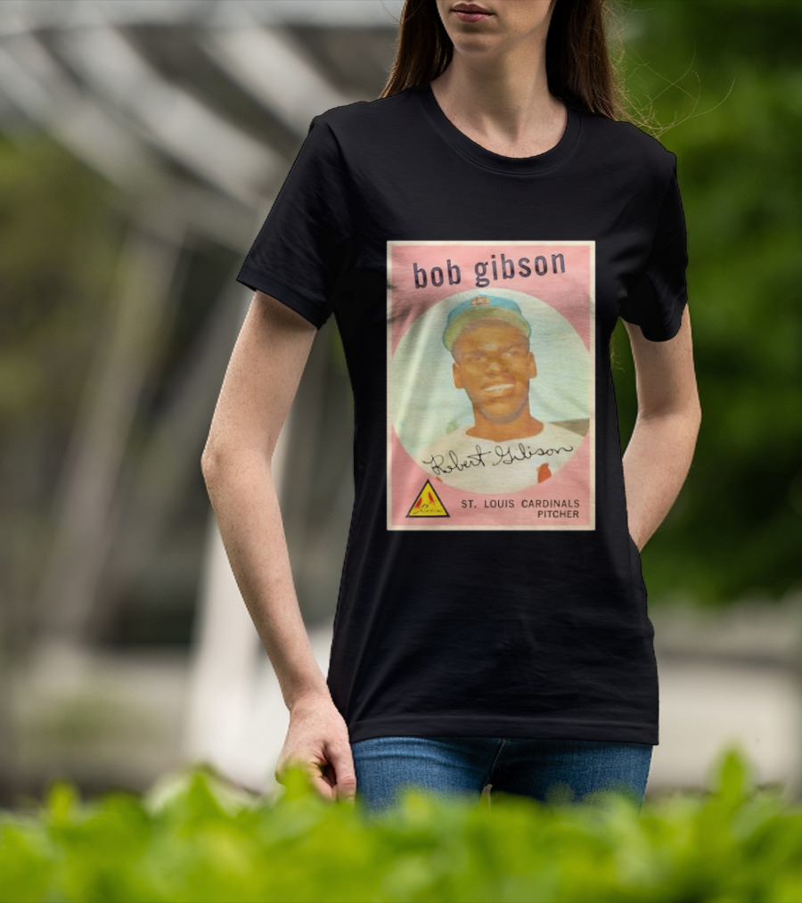 Bob Gibson 1959 St. Louis Cardinals Pitcher Vintage Topps Baseball Card T-Shirt