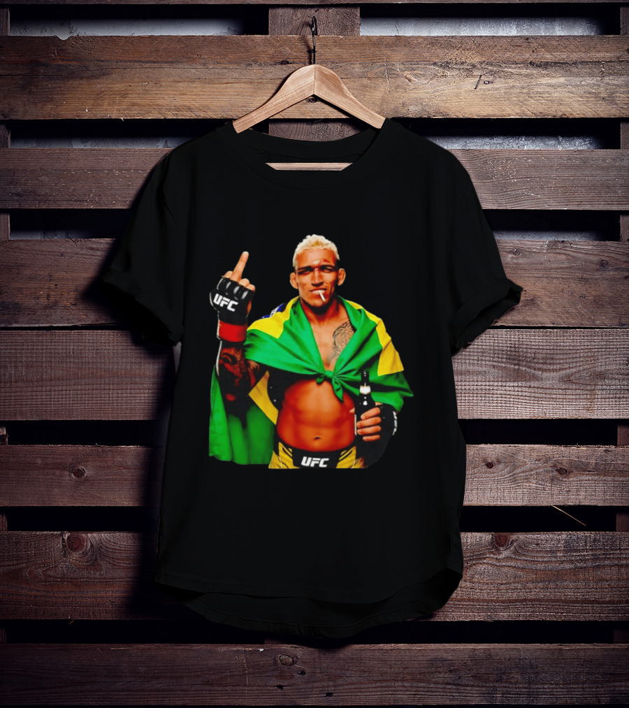 Charles Oliveira UFC Middle Finger Brazilian Flag Fighter T-Shirt
