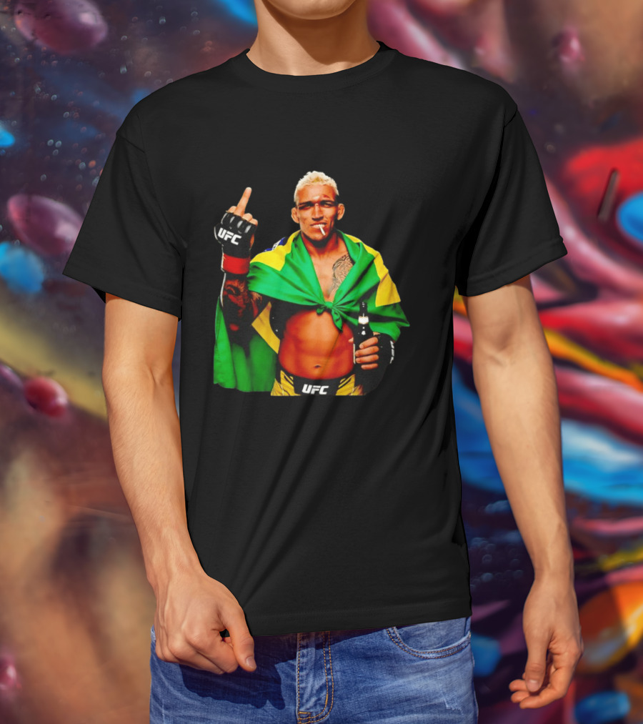 Charles Oliveira UFC Middle Finger Brazilian Flag Fighter T-Shirt