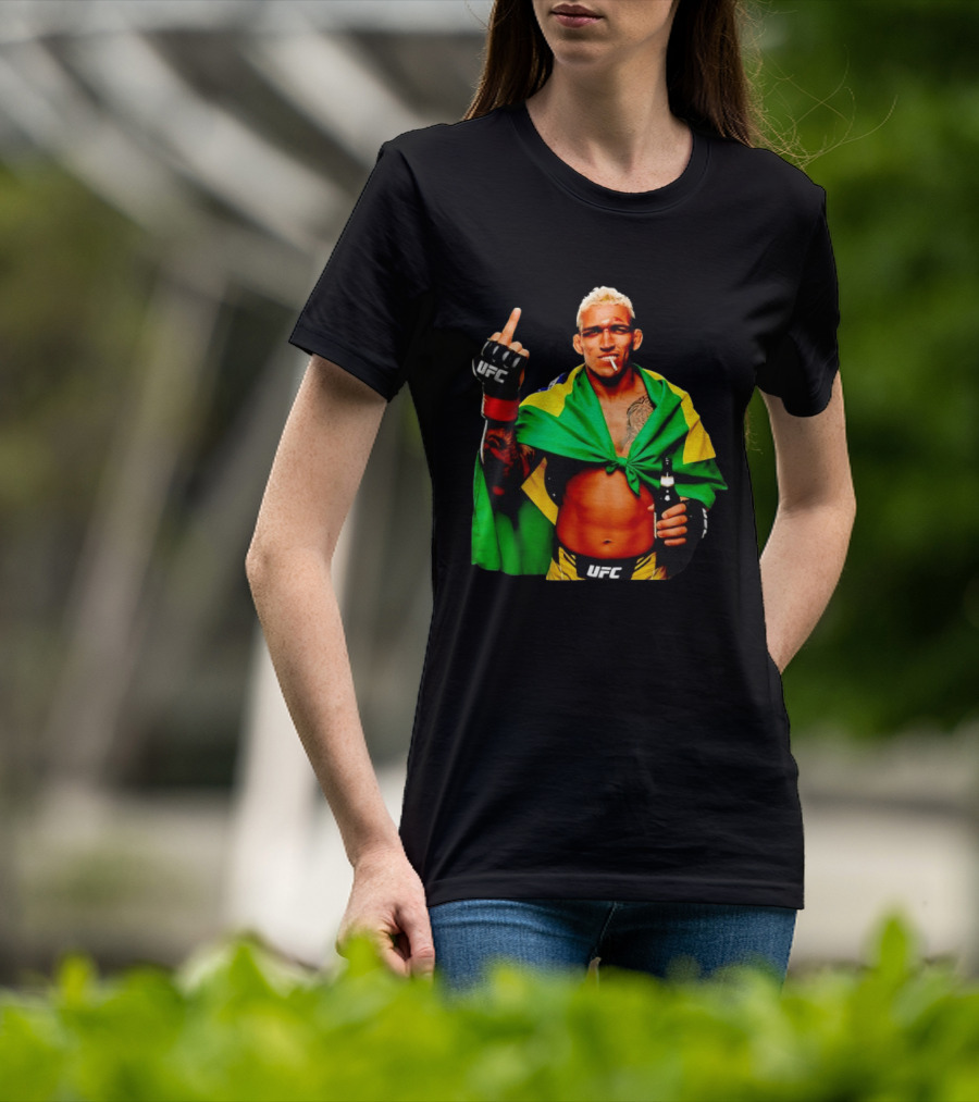 Charles Oliveira UFC Middle Finger Brazilian Flag Fighter T-Shirt