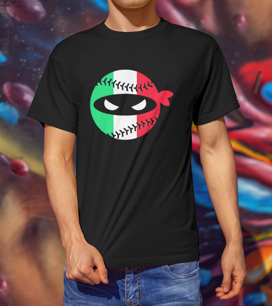 Pitching Ninja Italy Baseball Italian Flag Sports Fan Элита T-Shirt