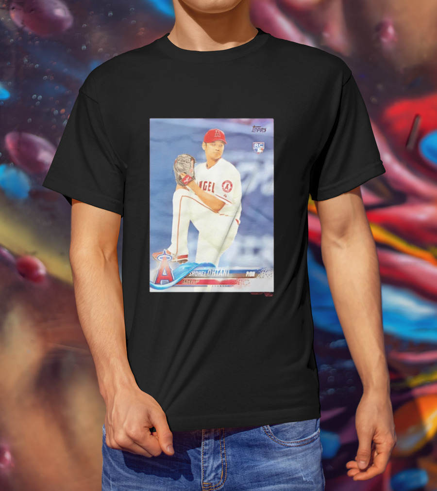 Shohei Ohtani Angels 2018 Topps Baseball Card RC Rookie PDI T-Shirt