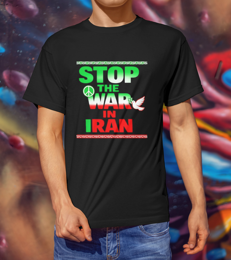 Stop The War In Iran Peace Symbol Dove T-Shirt