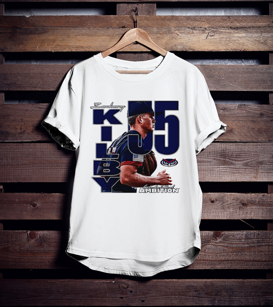 Zach Kilby 55 Baseball Ambition FAU Owls T-Shirt