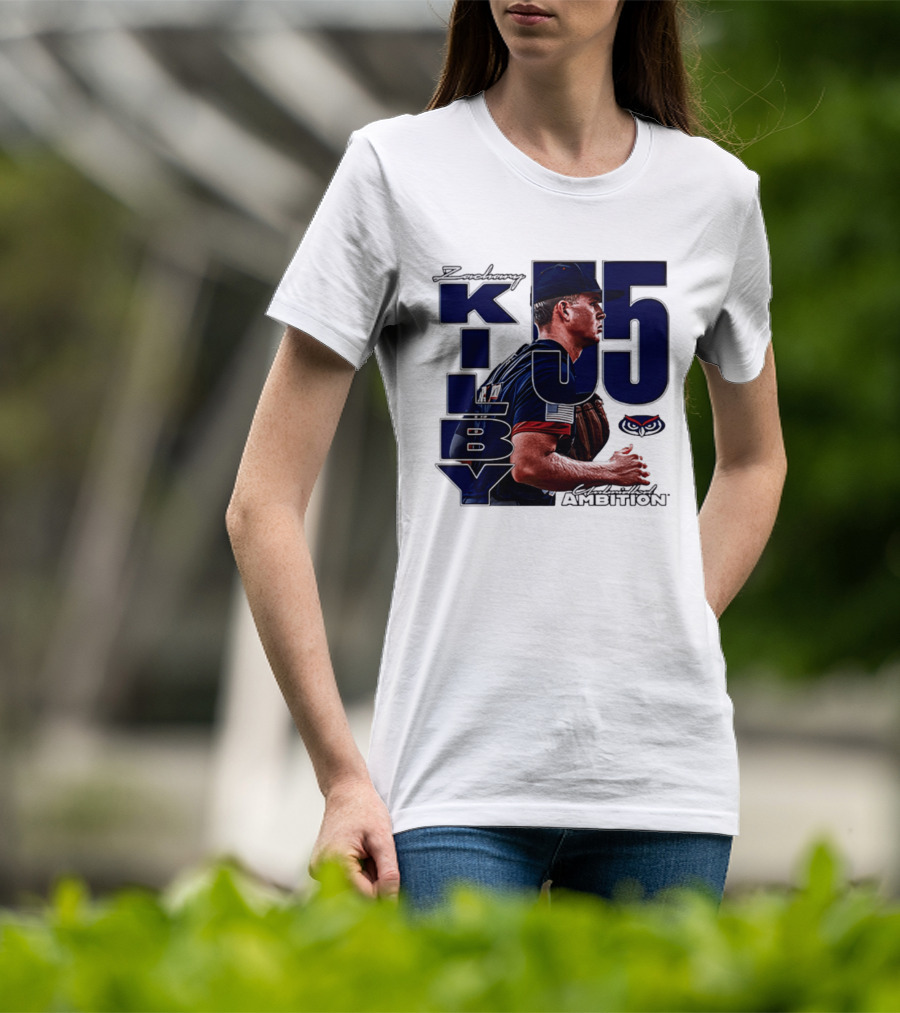 Zach Kilby 55 Baseball Ambition FAU Owls T-Shirt