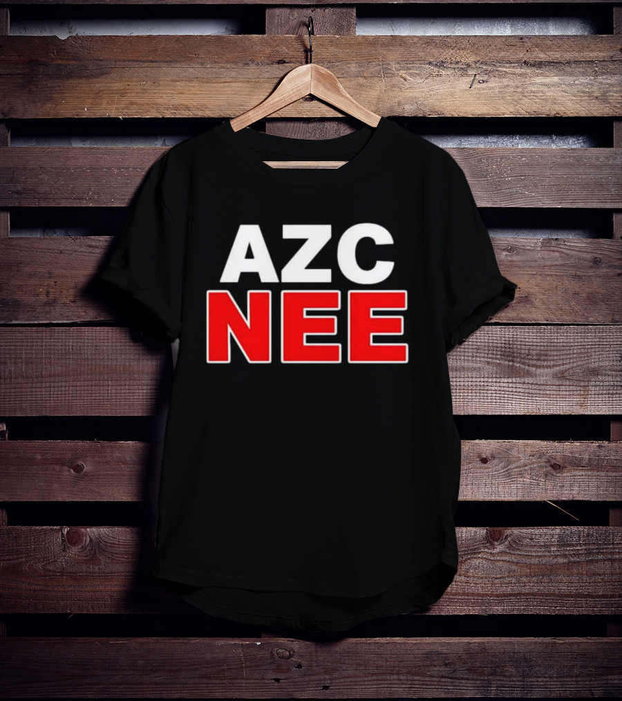 AZC NEE Bold Text White Red Contrast T-Shirt