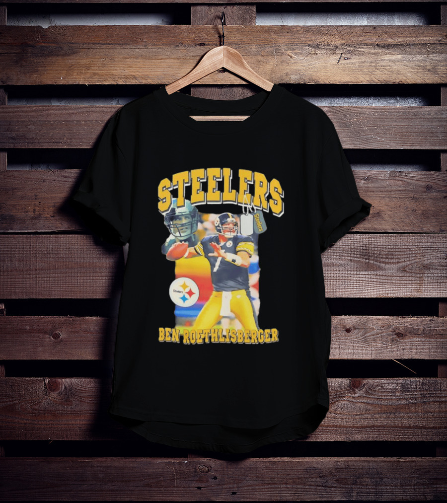 Steelers Ben Roethlisberger Pittsburgh Football Player With Dog Tag And Team T-Shirt