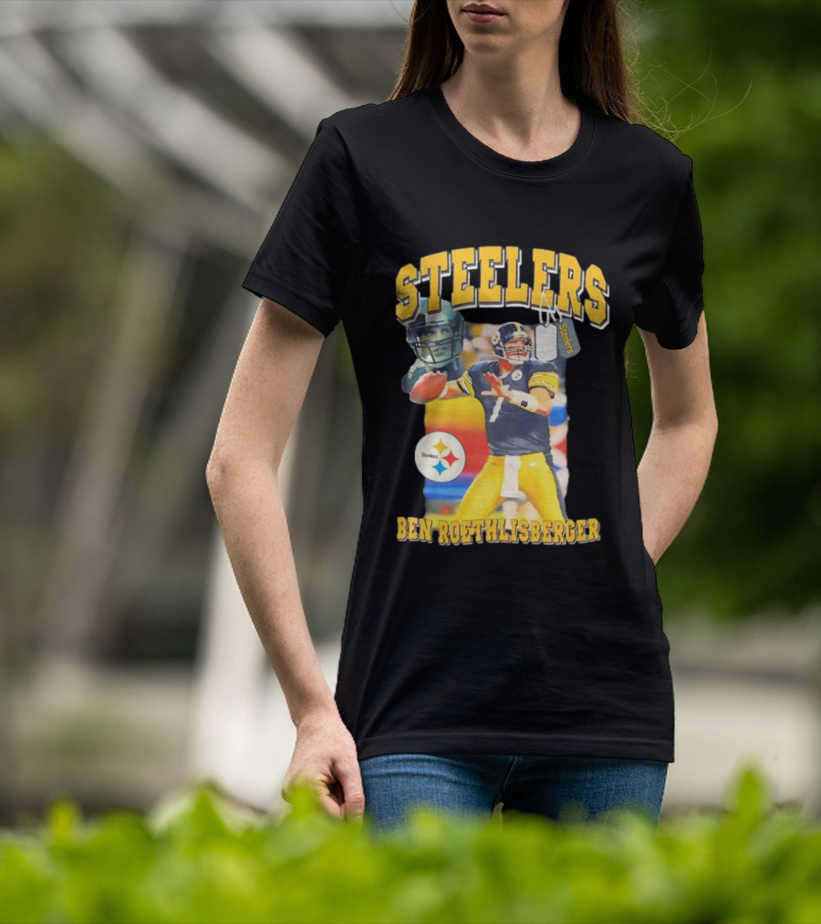 Steelers Ben Roethlisberger Pittsburgh Football Player With Dog Tag And Team T-Shirt