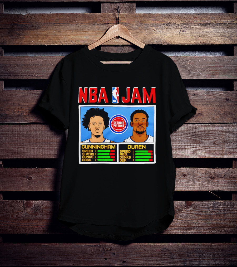 NBA Jam Detroit Pistons Cade Cunningham Jalen Duren Stats T-Shirt
