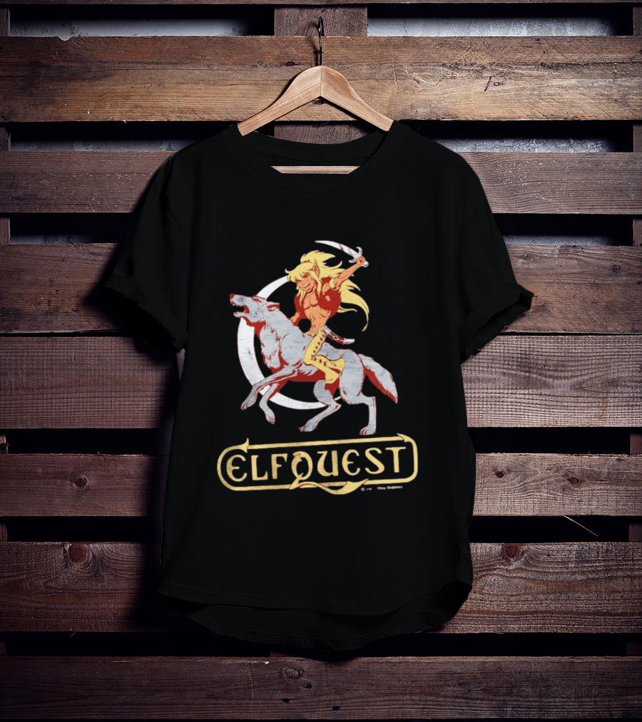 ElfQuest Cutter Riding Wolf Moon Fantasy T-Shirt