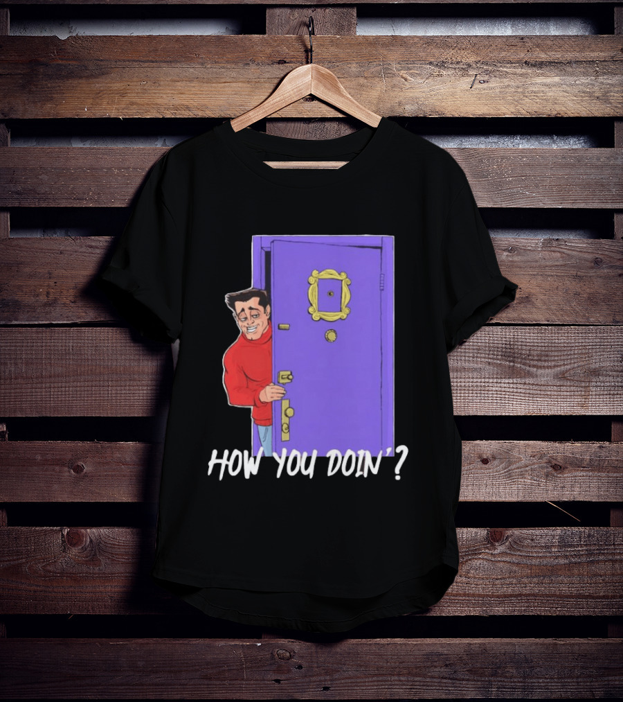 Joey Tribbiani How You Doin Cartoon Purple Door Iconic Phrase T-Shirt