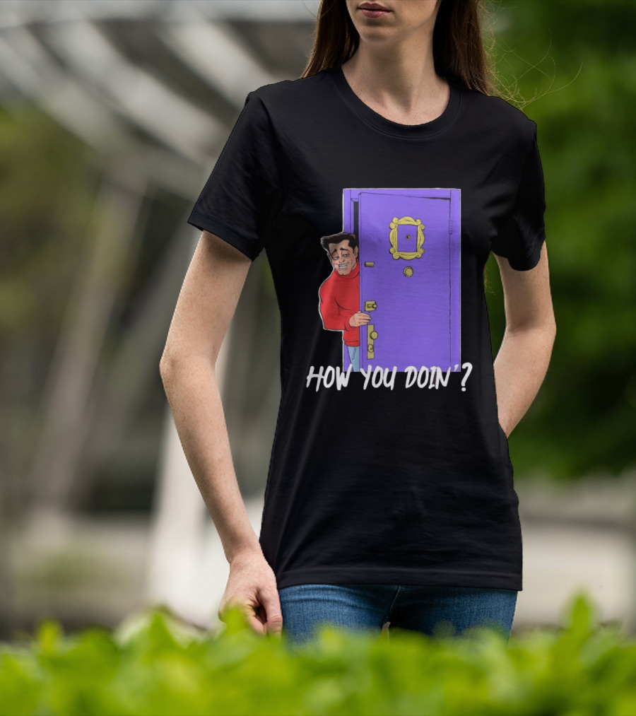 Joey Tribbiani How You Doin Cartoon Purple Door Iconic Phrase T-Shirt