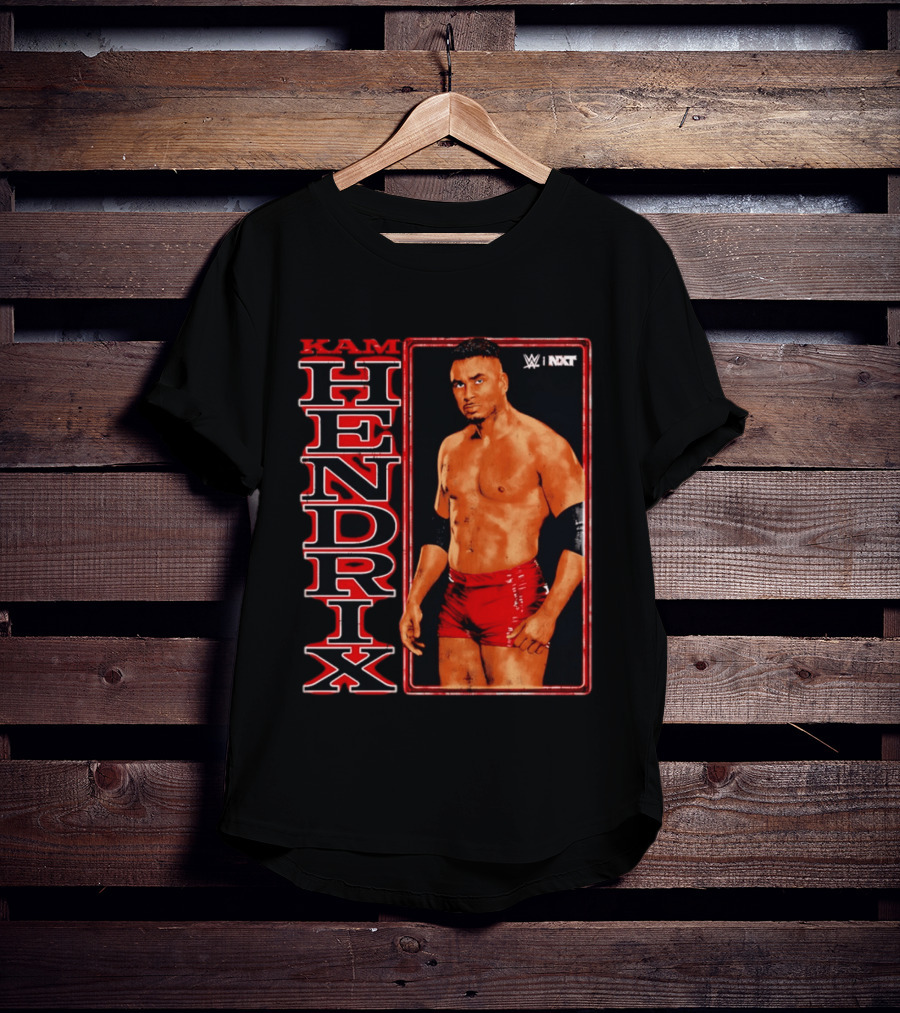 Kam Hendrix WWE NXT Vertical Name Red Trunks T-Shirt