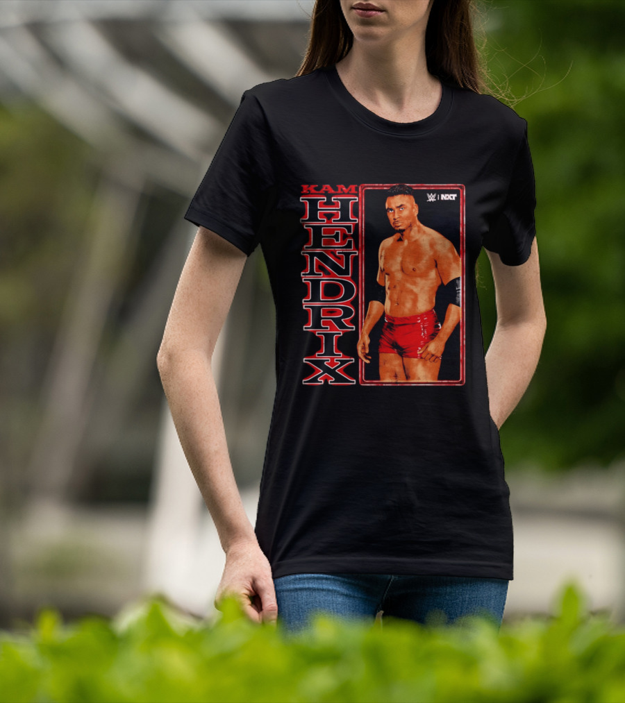 Kam Hendrix WWE NXT Vertical Name Red Trunks T-Shirt