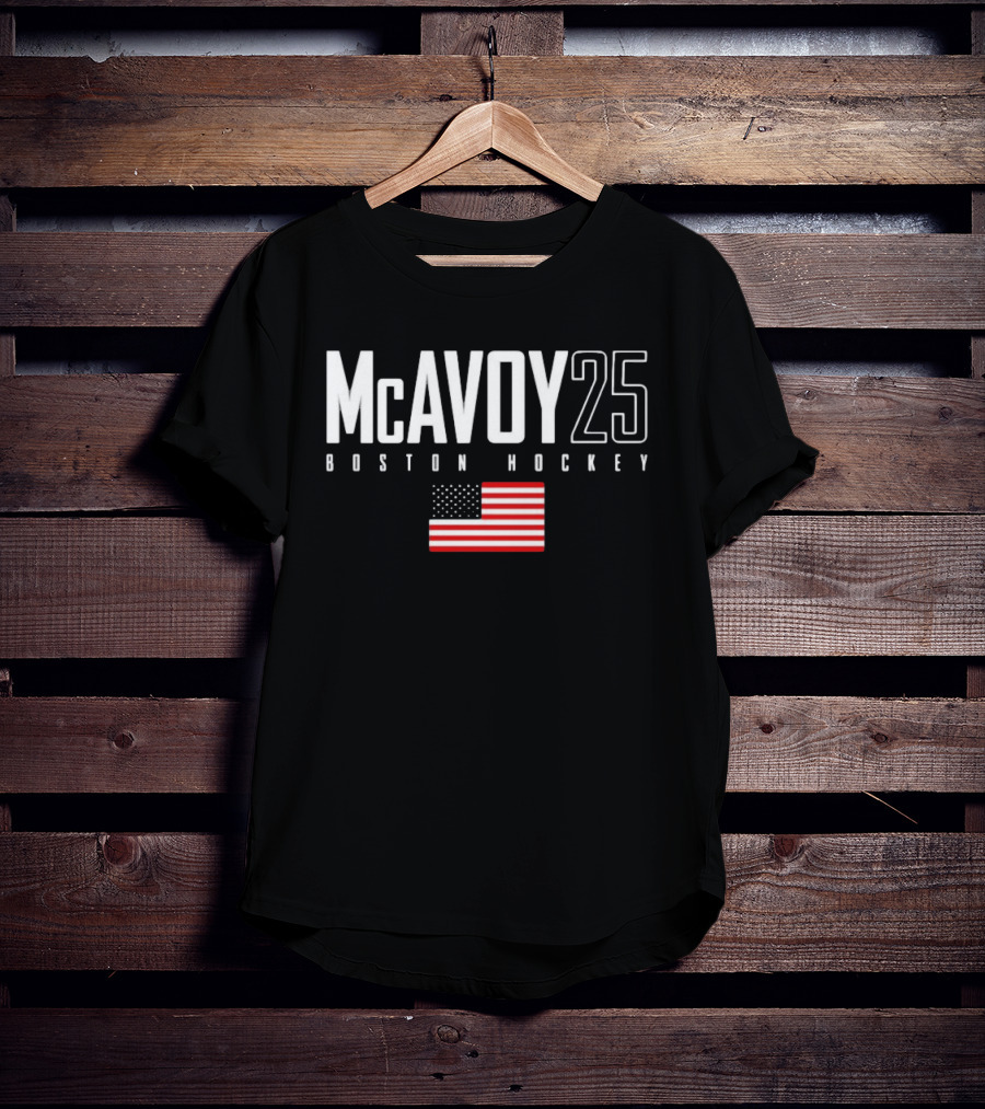McAvoy 25 Boston Hockey USA Flag T-Shirt