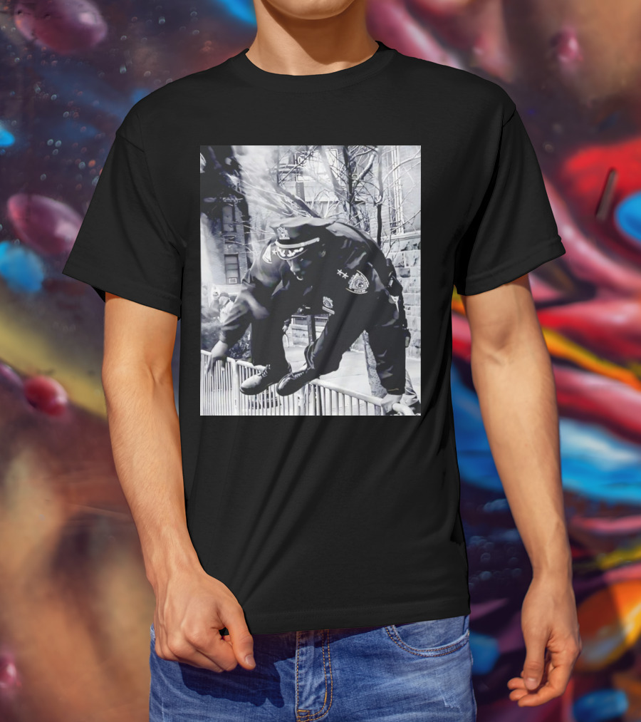 Chief Aaron Edwards American Hero Police Officer Jumping Fence T-Shirt