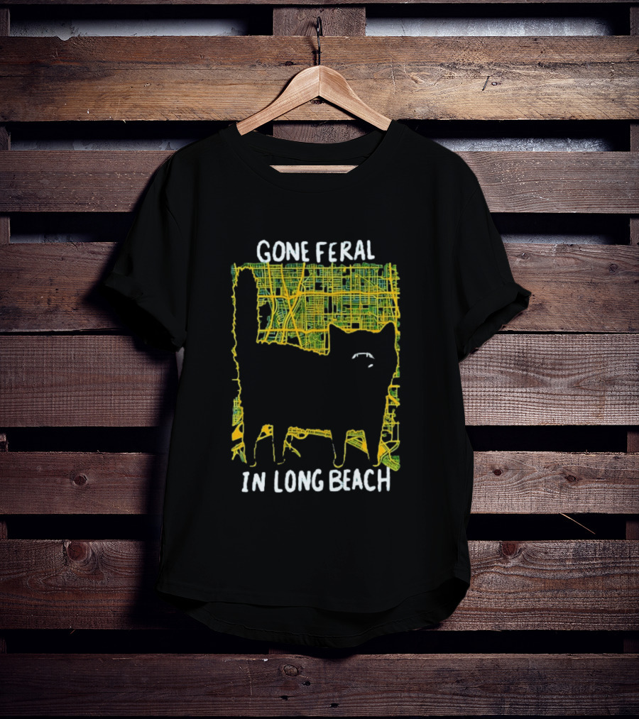 Gone Feral In Long Beach Map Cat T-Shirt