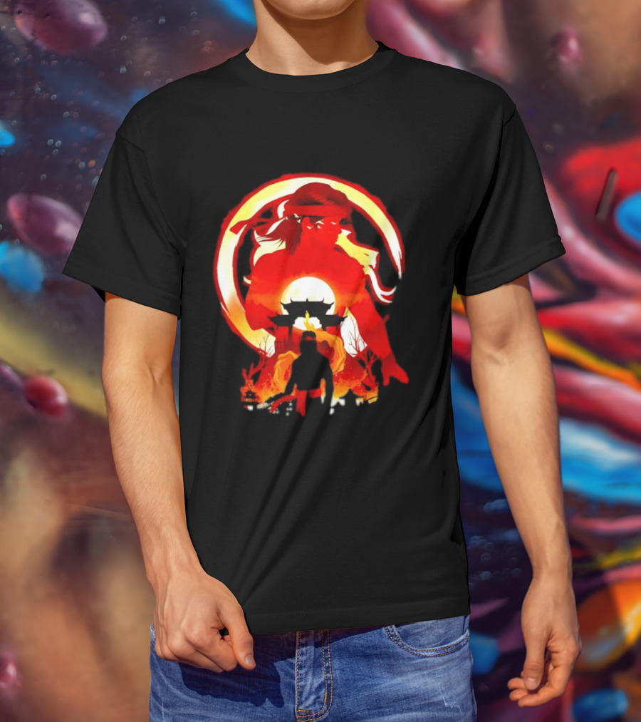 Liu Kang Mortal Kombat Dragon Circle Fire Temple Scene T-Shirt