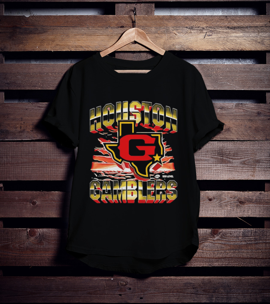 Houston Gamblers UFL Texas Map Star T-Shirt