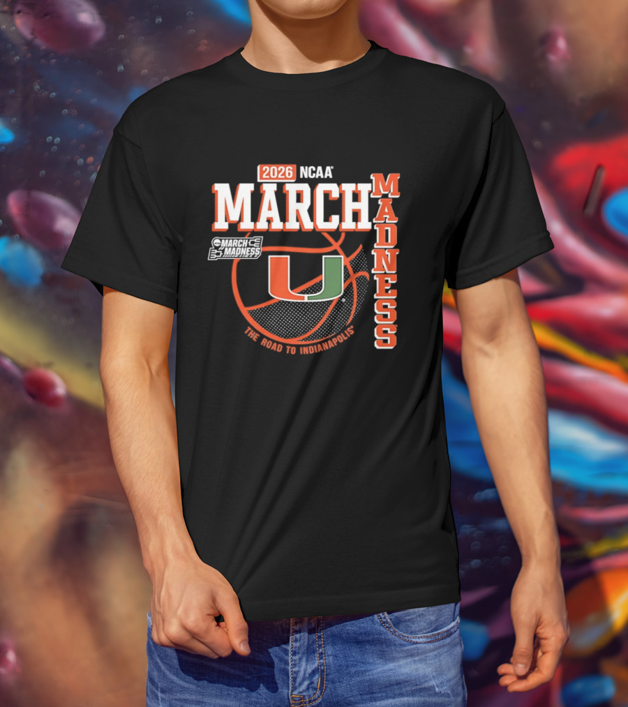 NCAA March Madness 2026 Miami Hurricanes The Road To Indianapolis T-Shirt