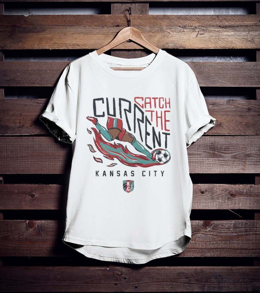 Kansas City Current Catch The Current Kick The Ball T-Shirt