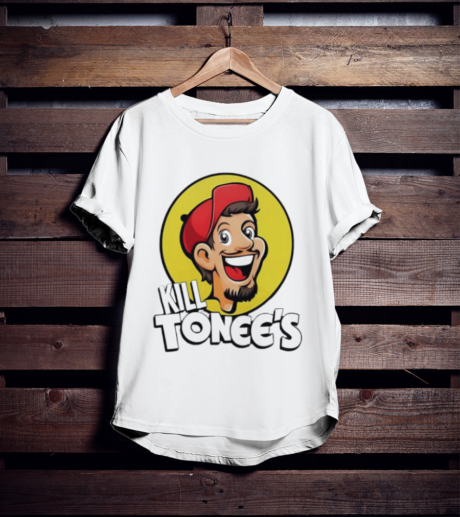 Kill Tonee's Cartoon Character In Red Cap And Yellow Circle T-Shirt