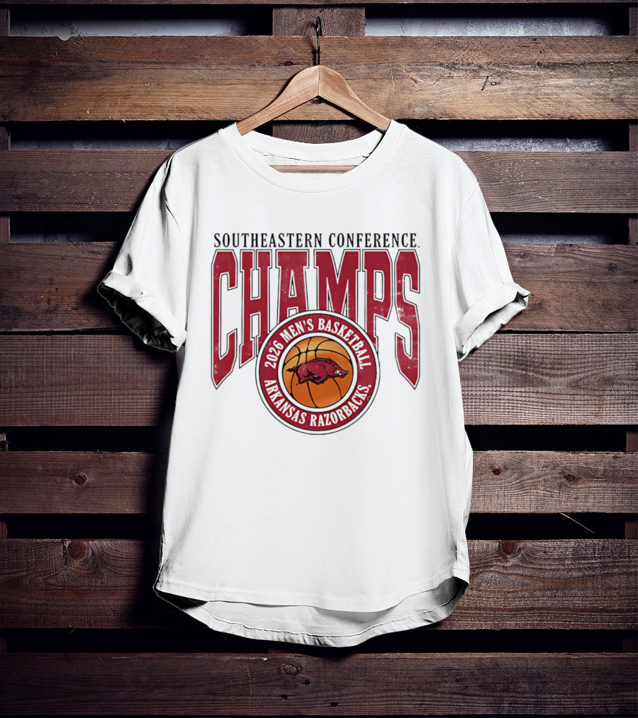 2026 Arkansas Razorbacks Men's Basketball Southeastern Conference Champs T-Shirt