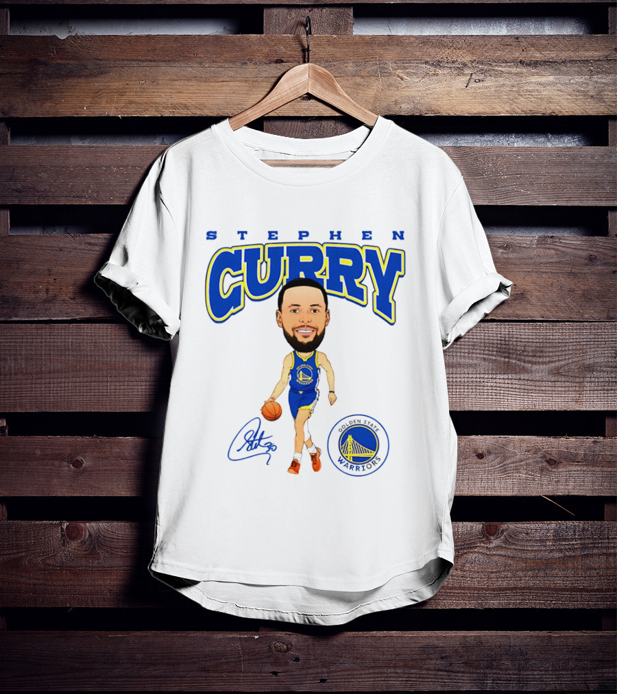 Stephen Curry Golden State Warriors Hardwood Comic Player Signature T-Shirt