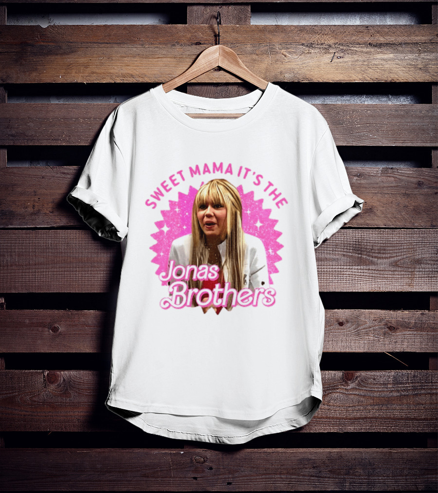 Sweet Mama It's The Jonas Brothers Blond Character Pink Sparkle T-Shirt