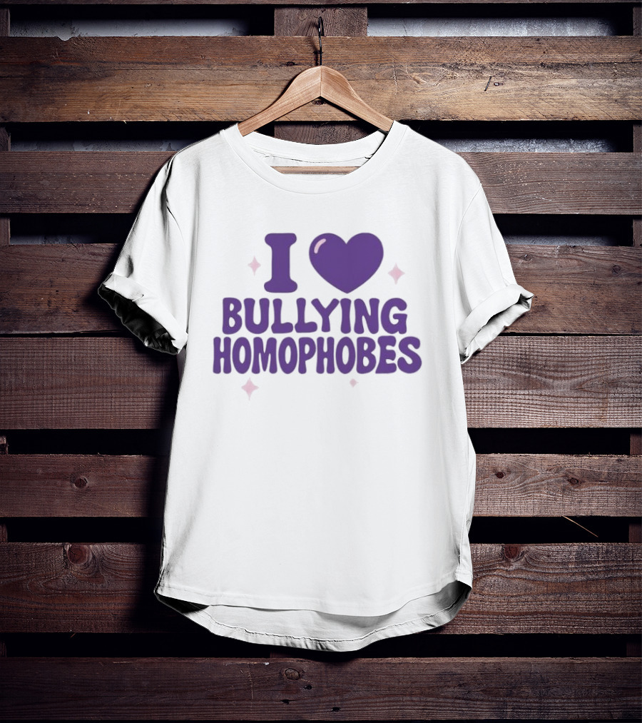 I Love Bullying Homophobes Heart Design With Sparkles T-Shirt