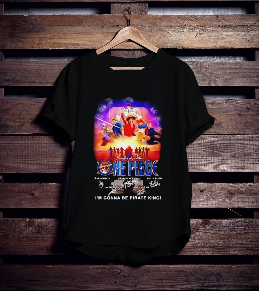 Euichiro Oda One Piece I'm Gonna Be Pirate King Luffy Cast Autographs T-Shirt