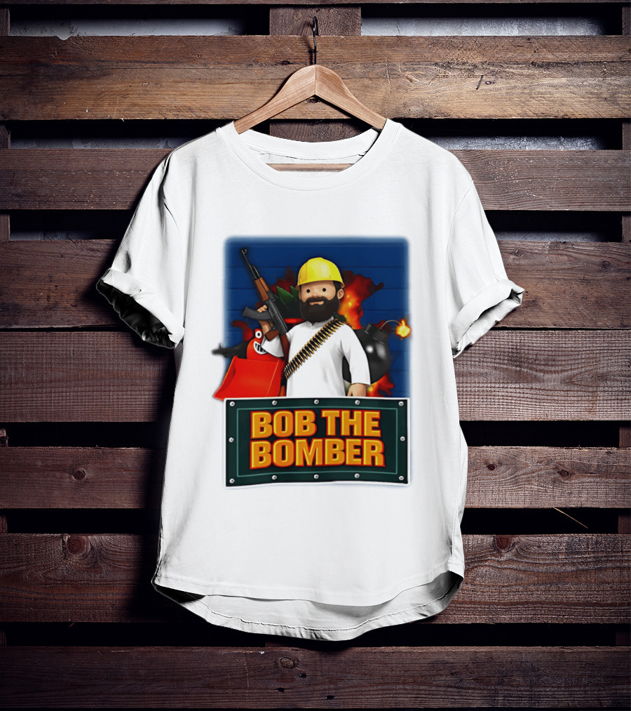 Bob The Bomber Cartoon Character With Gun And Explosives T-Shirt