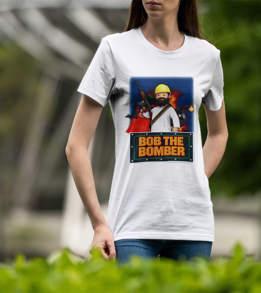 Bob The Bomber Cartoon Character With Gun And Explosives T-Shirt