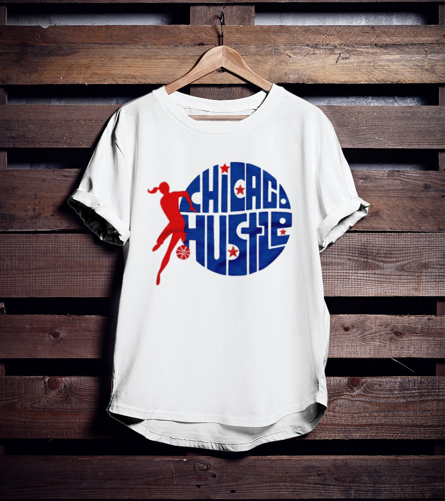 Chicago Hustle WPBL Basketball Red Player Blue Circle T-Shirt