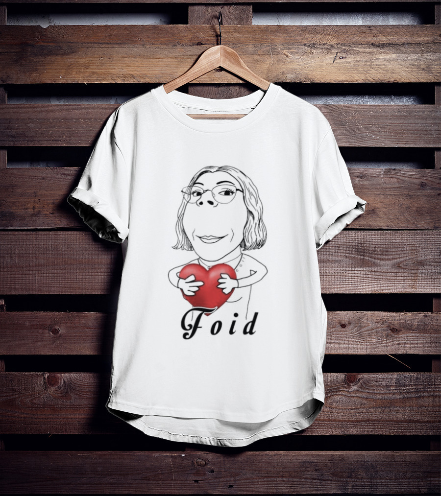 Foid Girl Hugs Heart Sketch Lovable Red Heart Embrace T-Shirt
