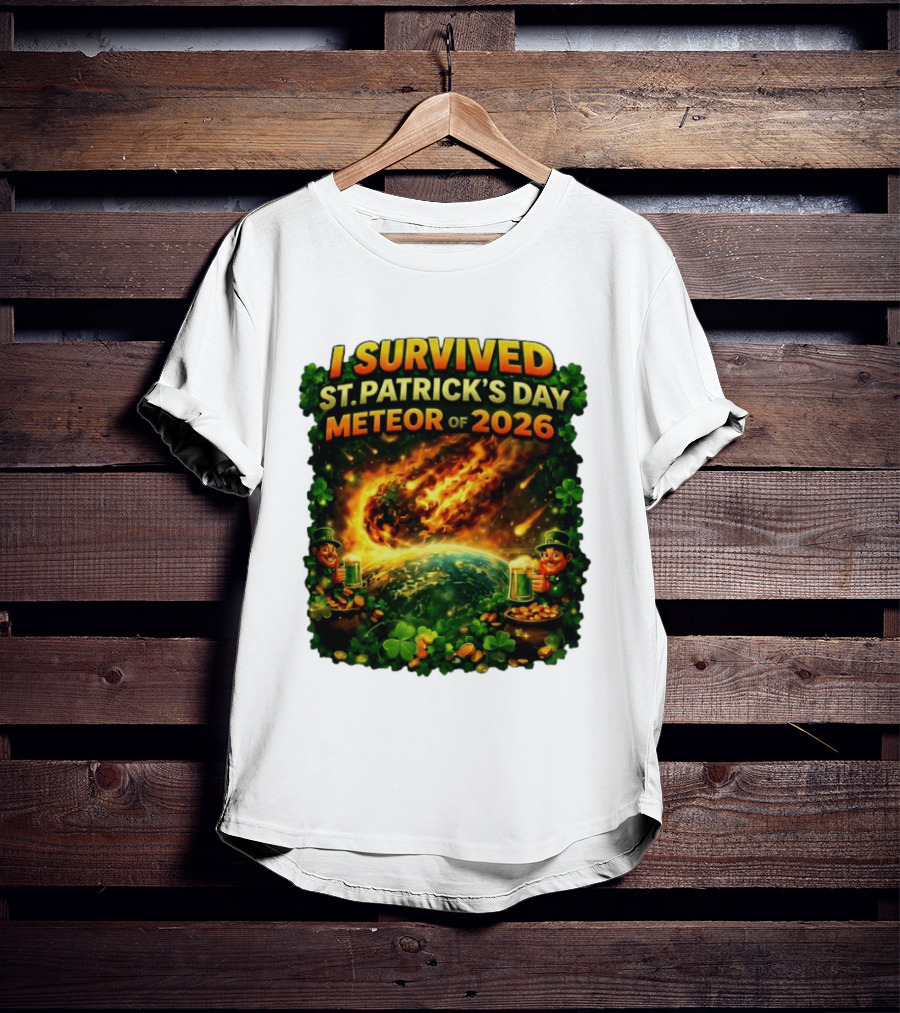 I Survived St. Patrick's Day Meteor Of 2026 Leprechaun Shamrock Adventure T-Shirt