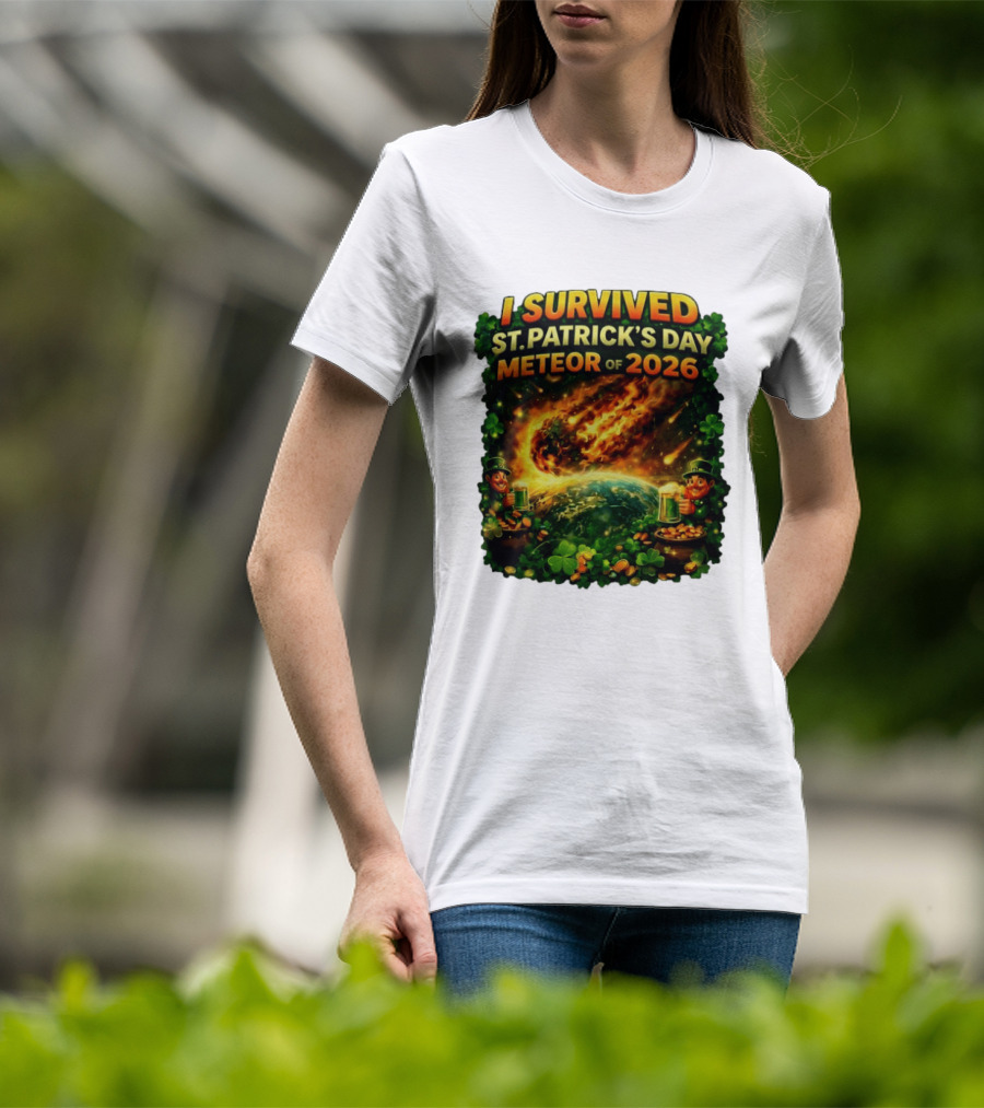 I Survived St. Patrick's Day Meteor Of 2026 Leprechaun Shamrock Adventure T-Shirt
