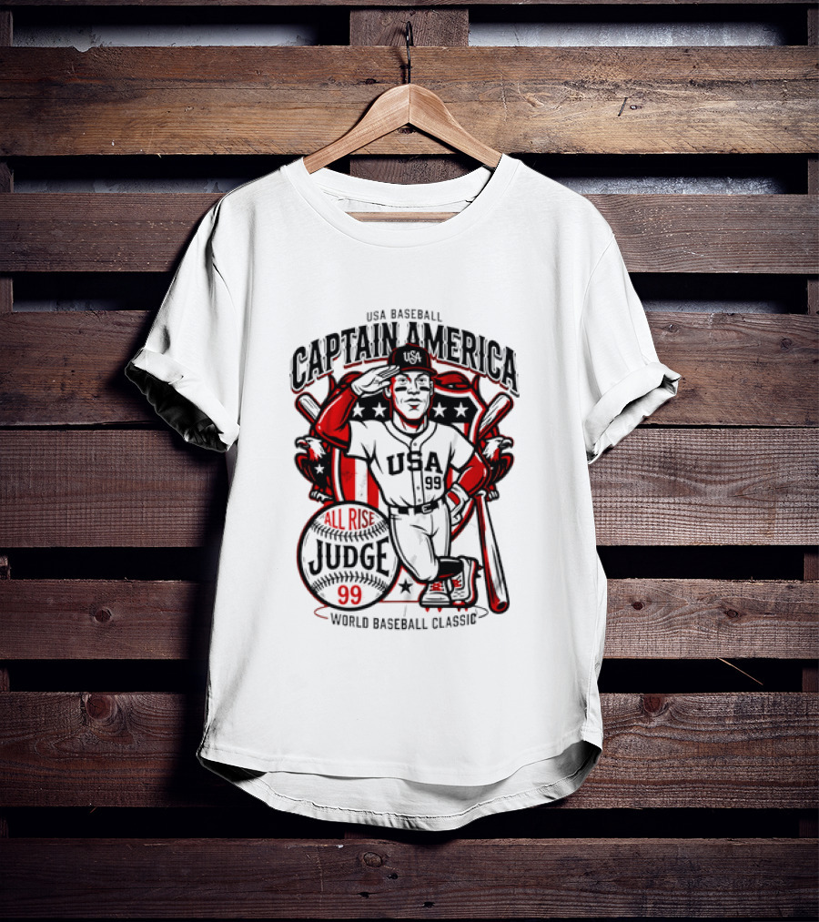 USA Baseball Captain America All Rise Judge 99 World Baseball T-Shirt