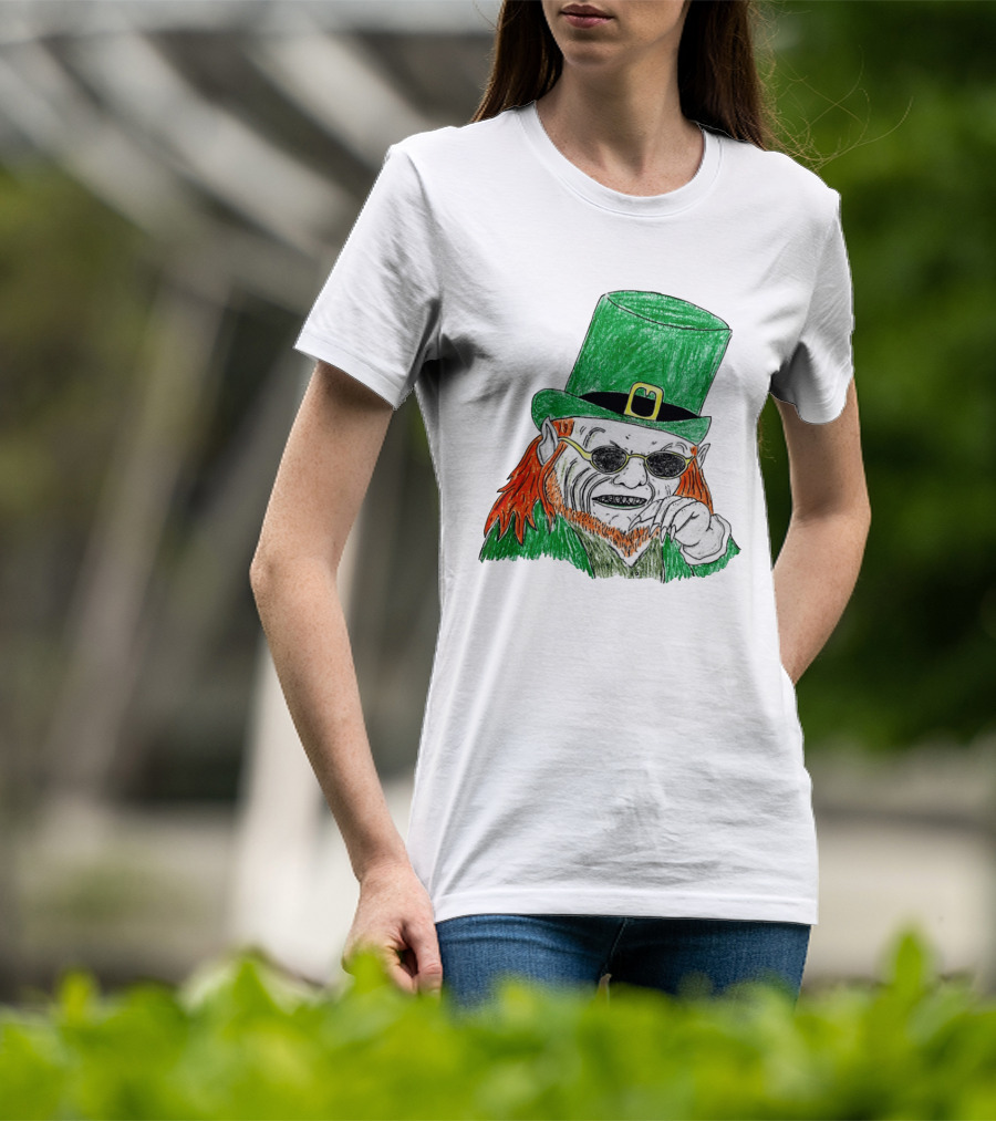 Leprechaun In The Hood Green Hat Sunglasses Red Hair T-Shirt