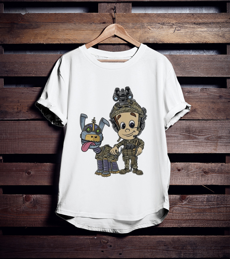 Tactical Cartoon Characters Jimmy And Goddard In Military Gear T-Shirt