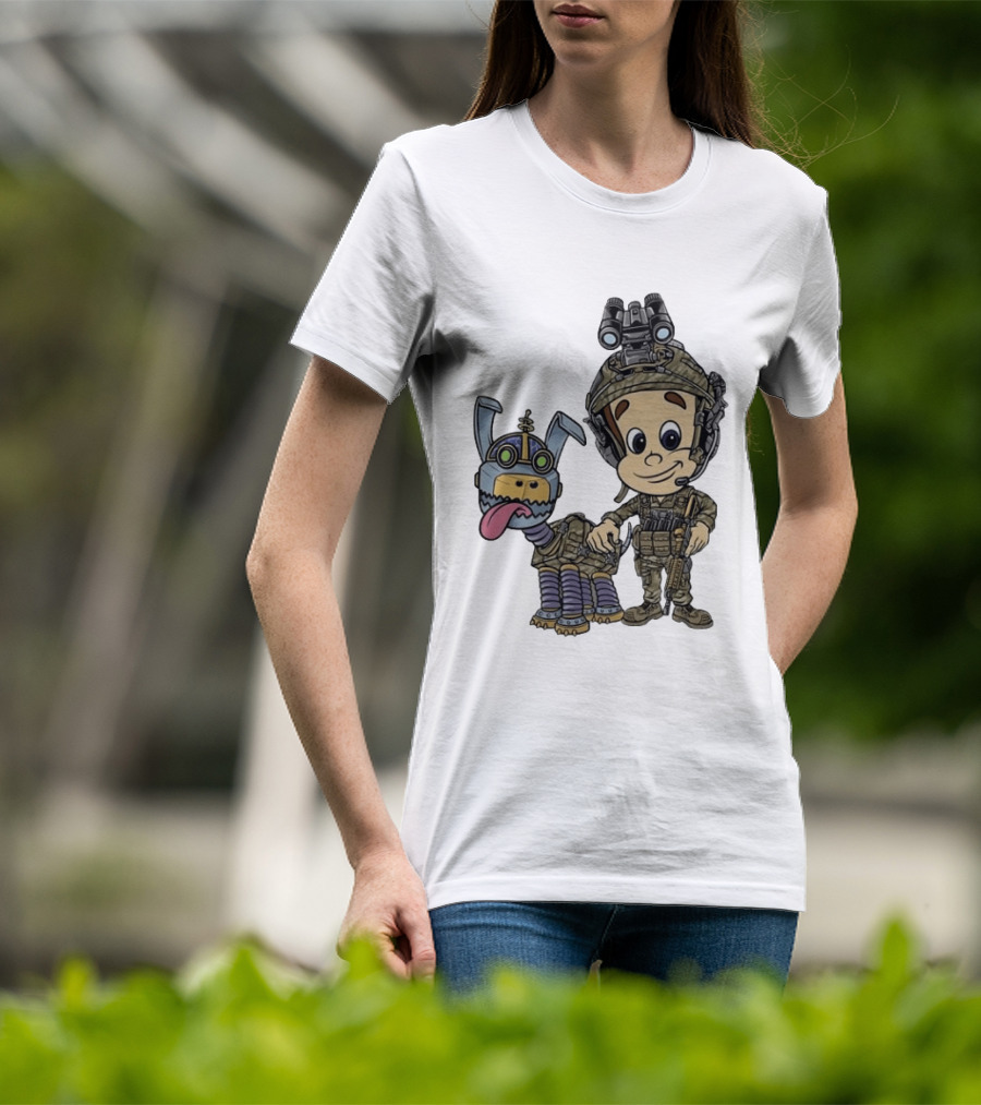 Tactical Cartoon Characters Jimmy And Goddard In Military Gear T-Shirt