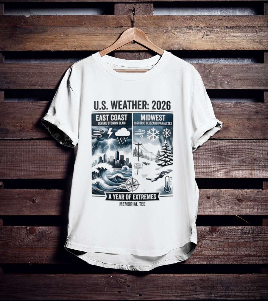 U.S. Weather 2026 East Coast Midwest A Year Of Extremes Memorial T-Shirt